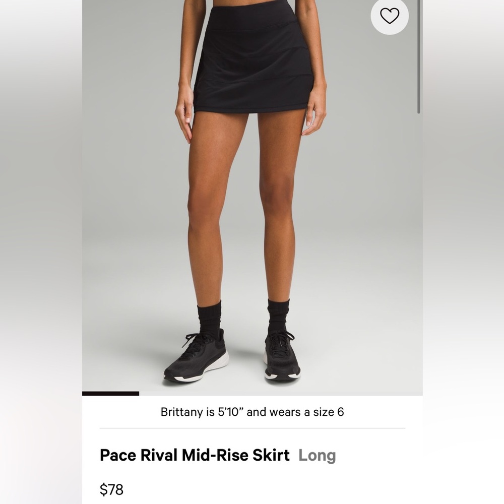 Black Lululemon Pace Rival Mid-Rise Skirt